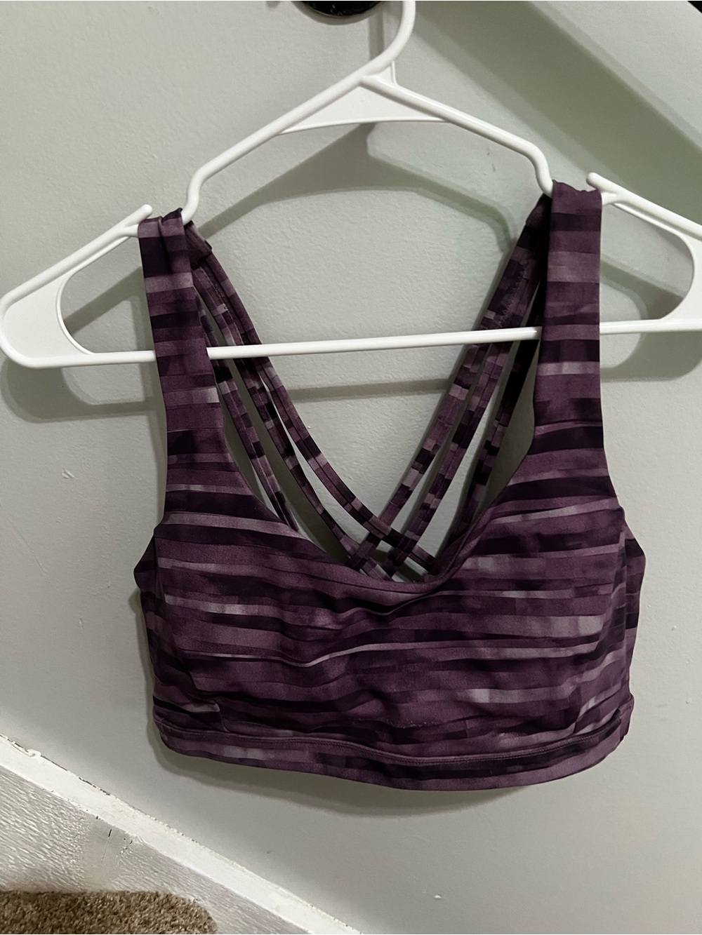 lululemon athletica Purple Striped Crisscross Sports Bra